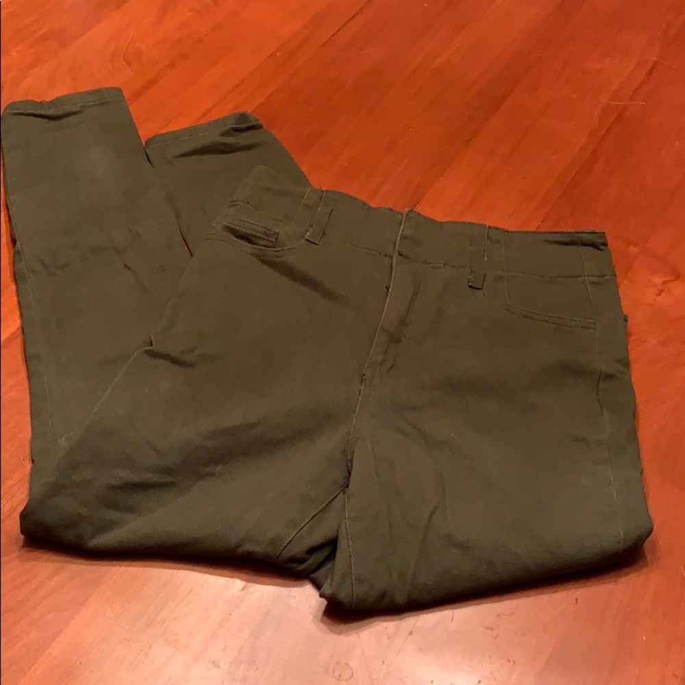 extreme high rise olive green jeans